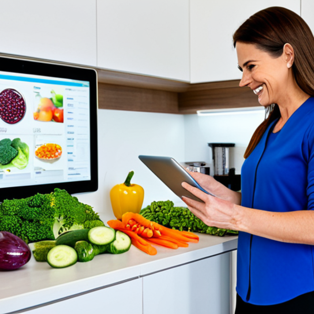 Personalized Nutrition**

"A brightly lit, modern kitchen scene. A woman in her 30s, fully clothed in stylish, modest activewear, is smiling as she prepares a healthy meal of colorful vegetables and lean protein. She is consulting a tablet displaying a DNA analysis report. In the background are shelves stocked with nutritious foods.  safe for work, appropriate content, fully clothed, professional image, perfect anatomy, correct proportions, natural pose, well-formed hands, proper finger count, natural body proportions, high resolution, vibrant colors. Focus on health and well-being."

**
