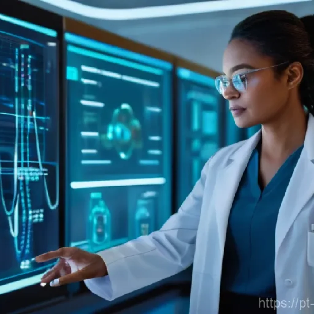 유전자 분석을 통한 질병 치료 접근법 - **Prompt:** A diverse female scientist, mid-30s, with a determined yet hopeful expression, stands in...