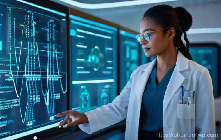 유전자 분석을 통한 질병 치료 접근법 - **Prompt:** A diverse female scientist, mid-30s, with a determined yet hopeful expression, stands in...