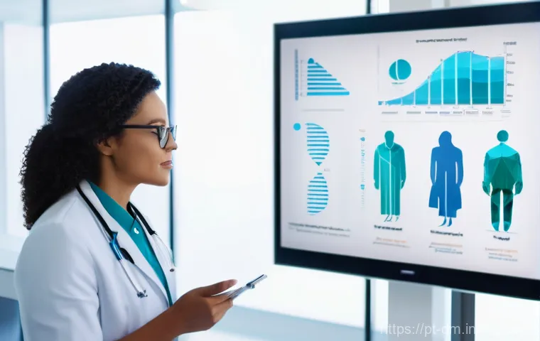 맞춤형 건강 관리의 미래 전망 - **Prompt:** A vibrant, healthy woman in her late 40s is enjoying a brisk walk in a sunny park with l...